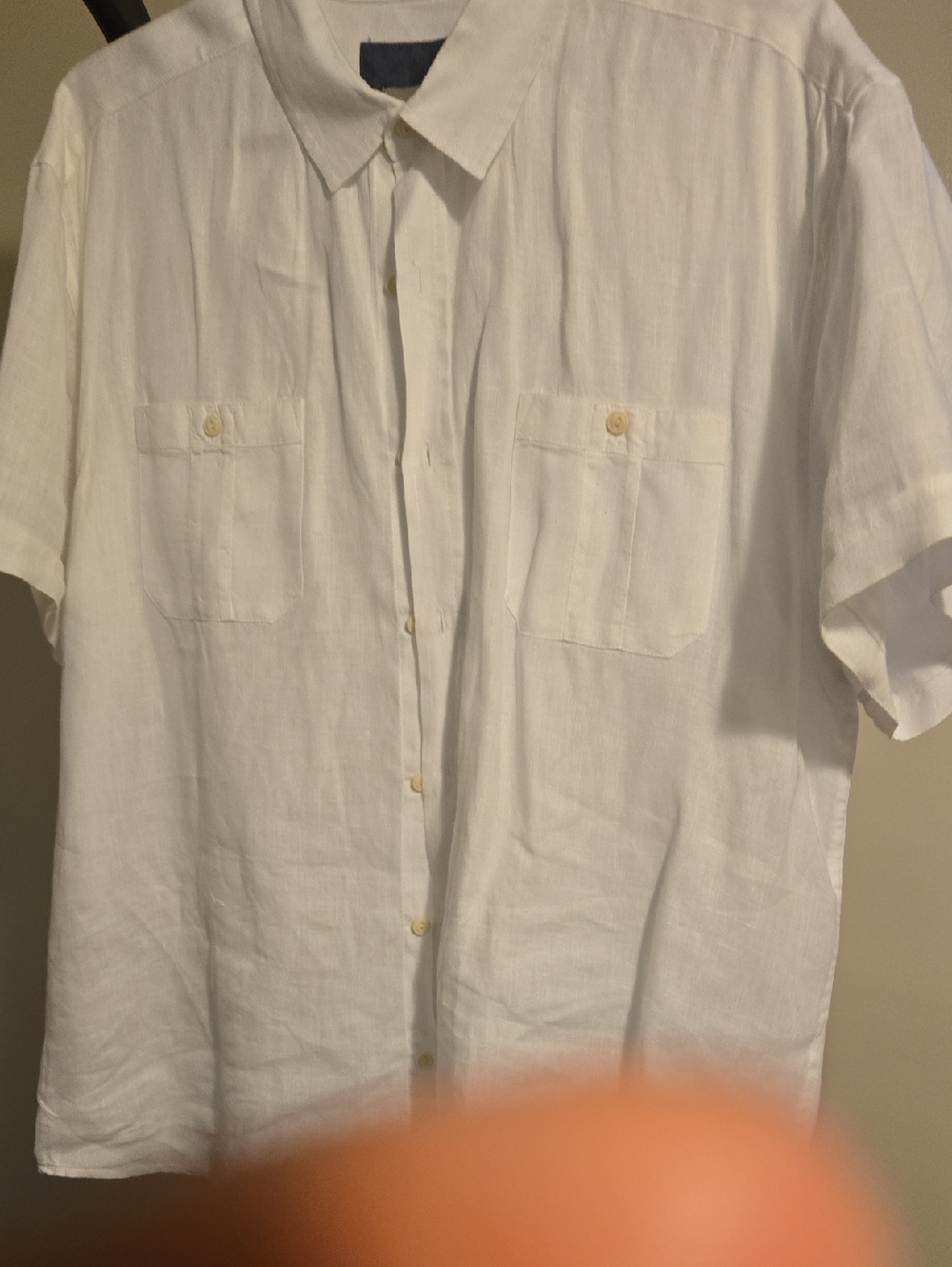 Casual White Short-Sleeve Button-Down Shirt
